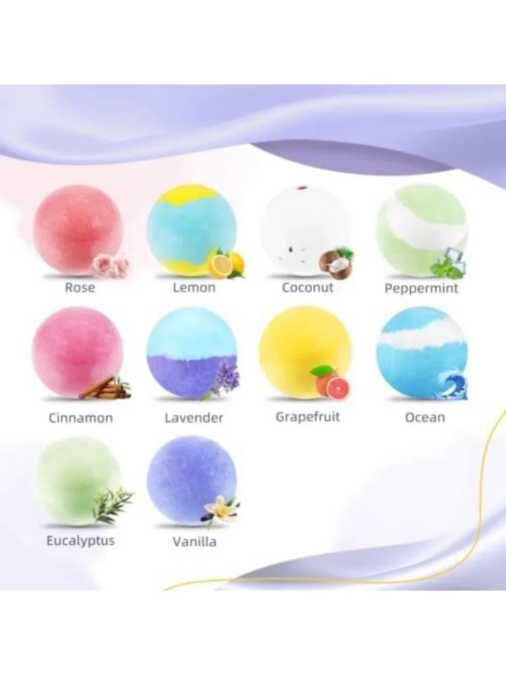 50 PCS Natural Bath Bombs Set for Women - 10 Scents, Relaxing Spa Experience